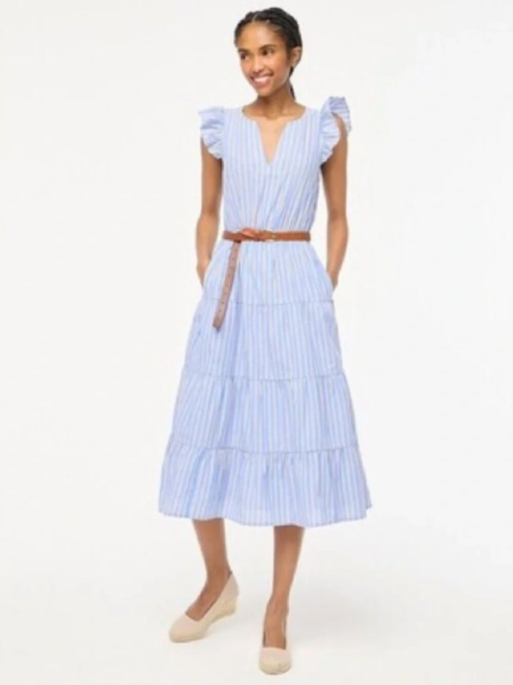 J. Crew Striped Ruffled Tiered Sundress